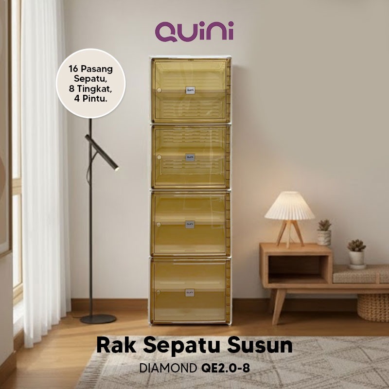 Quini Diamond Kabinet Sepatu 4/6/8/10 Tingkat. Rak Sepatu / Lemari Lipat V2.0