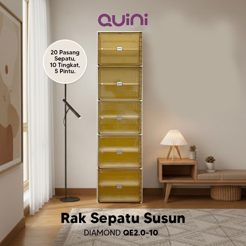 Quini Diamond Kabinet Sepatu 4/6/8/10 Tingkat. Rak Sepatu / Lemari Lipat V2.0