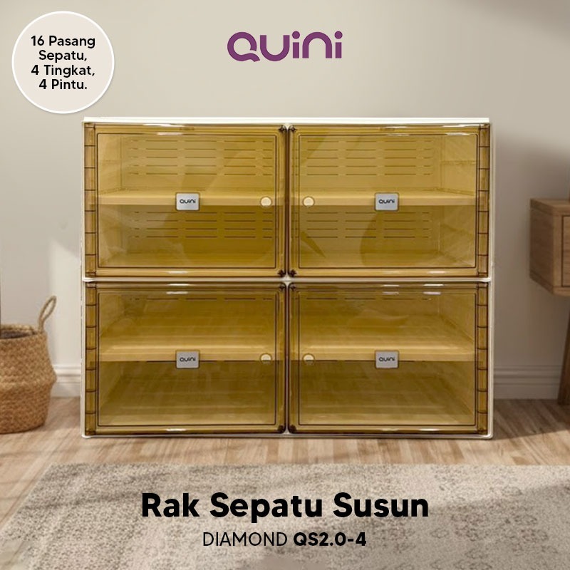 Quini Diamond Kabinet Sepatu 4/6/8/10 Tingkat. Rak Sepatu / Lemari Lipat V2.0
