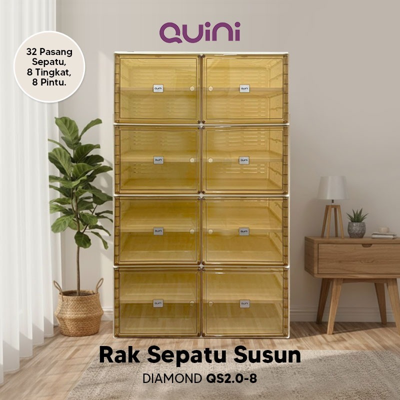 Quini Diamond Kabinet Sepatu 4/6/8/10 Tingkat. Rak Sepatu / Lemari Lipat V2.0