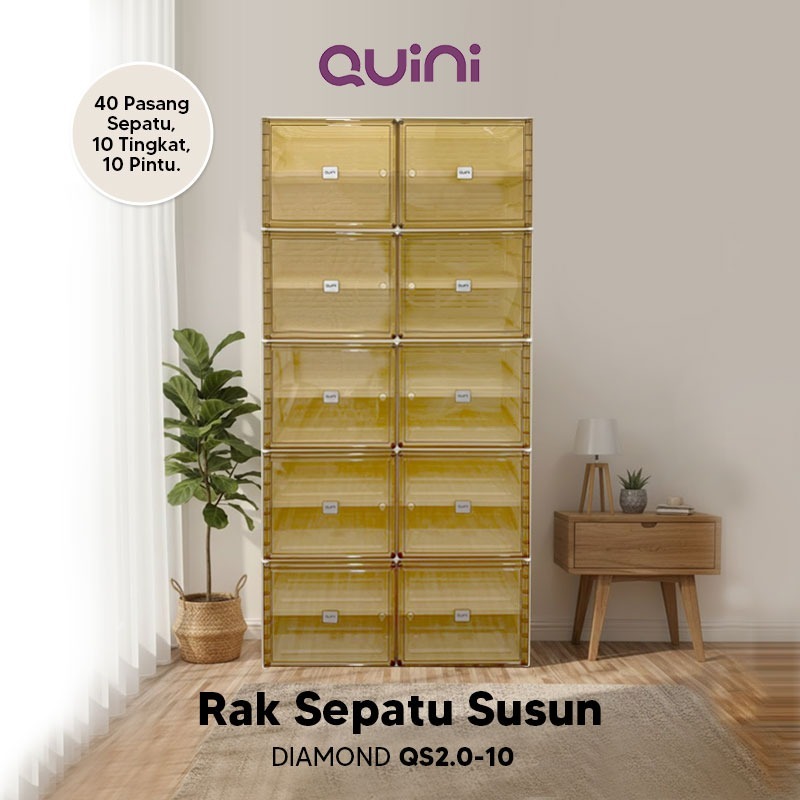 Quini Diamond Kabinet Sepatu 4/6/8/10 Tingkat. Rak Sepatu / Lemari Lipat V2.0