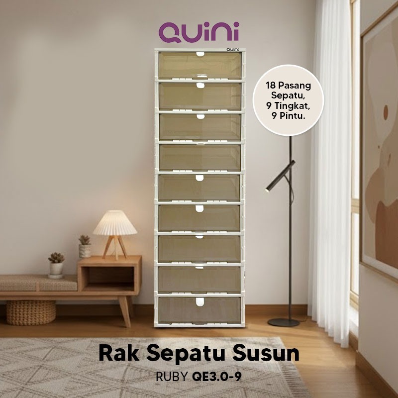 Quini Ruby Kabinet Sepatu 3/6/9 Tingkat. Rak Sepatu / Lemari Lipat V3.0net Sepatu 3/6/9 Tingkat. Rak Sepatu / Lemari Lipat V3.0