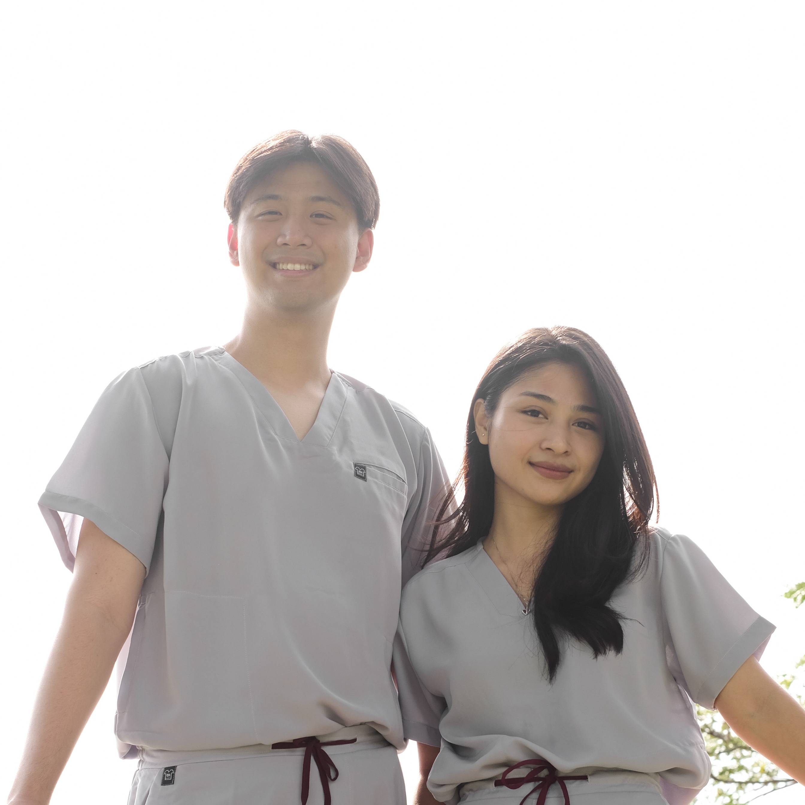 First Line - V neck Short Sleeve Set (Regular Pants) - Grey