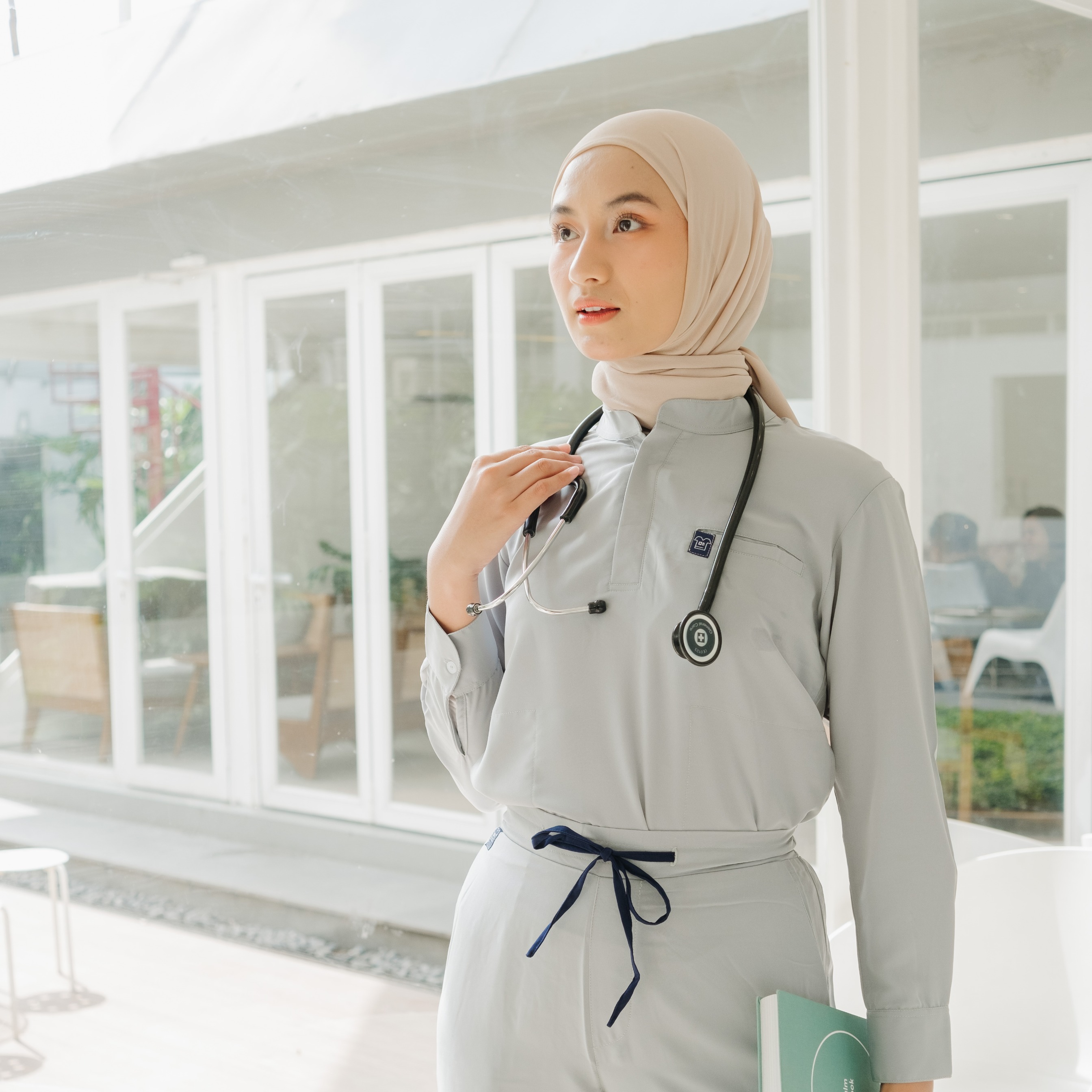 First Line - Mandarin Long Sleeve Set (Regular Pants) - Dusty Mint