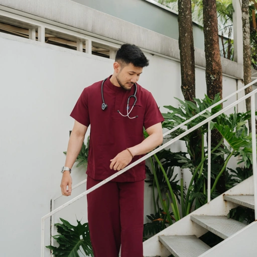 Image of First Line - Mandarin Short Sleeve Set (Reguler Pants) - Maroon