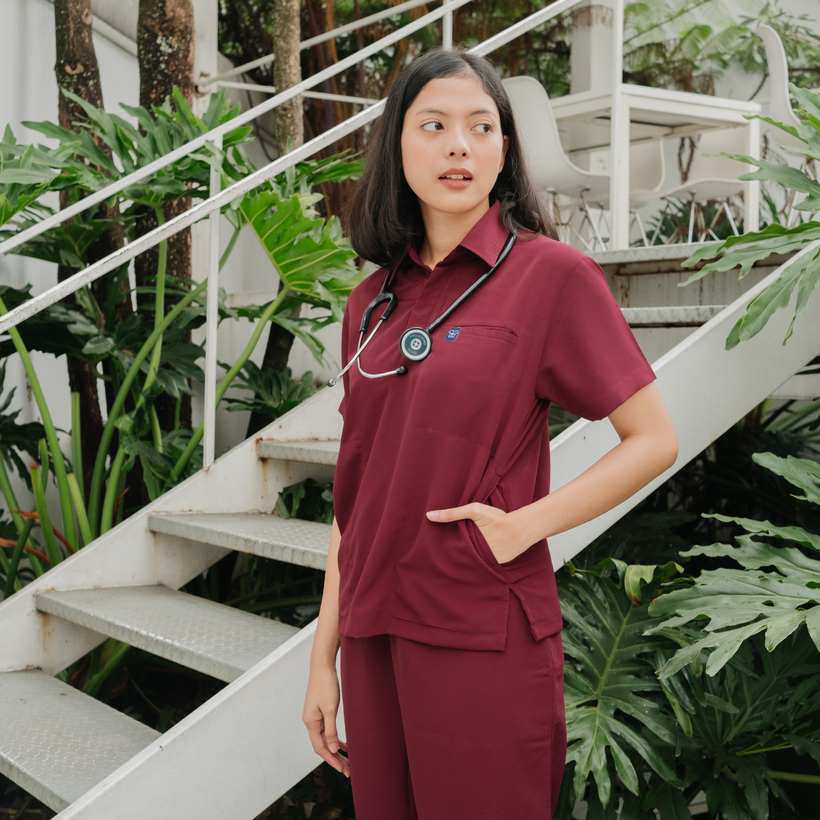 First Line - Polo Short Sleeve Set (Regular Pants) - Maroon