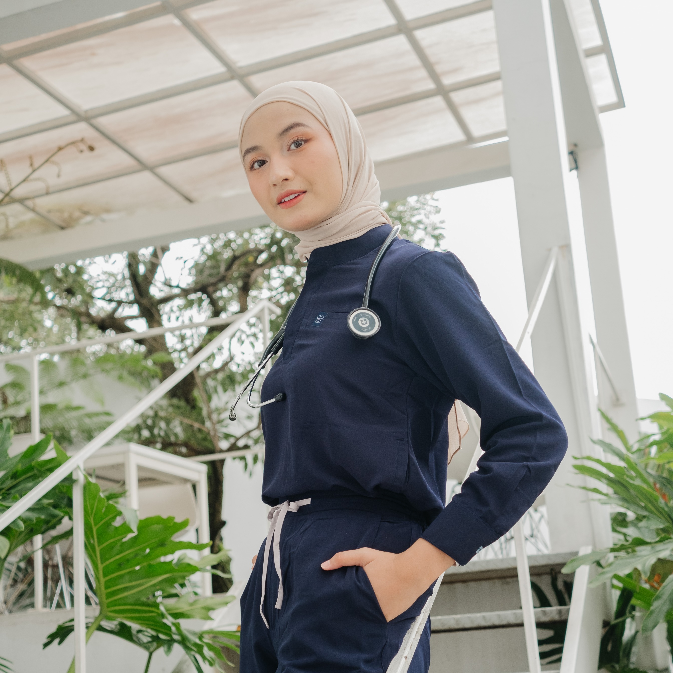 First Line - Mandarin Long Sleeve Set (Regular Pants) - Dark Blue