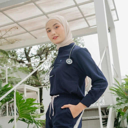 Image of First Line - Mandarin Long Sleeve Set (Regular Pants) - Dark Blue