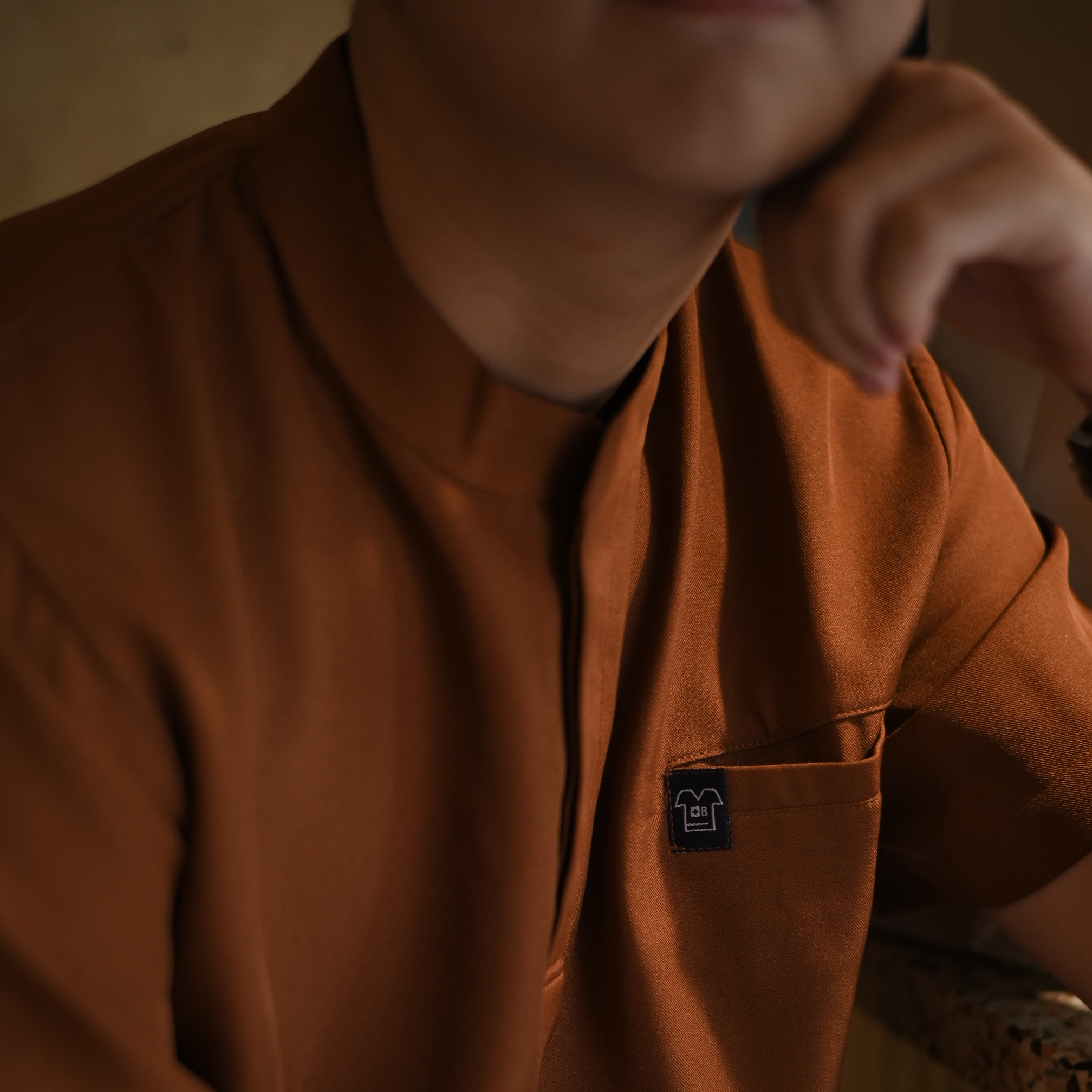 Empirical - Mandarin Short Sleeve Set (Regular Pants) - Caramel
