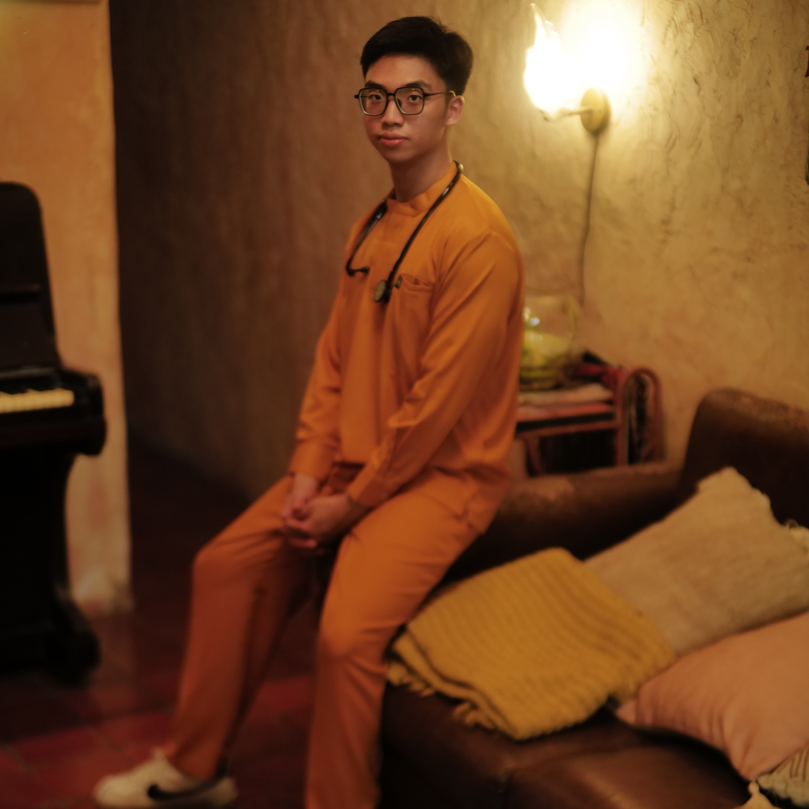 Empirical - Mandarin Long Sleeve Set (Regular Pants) - Pumpkin