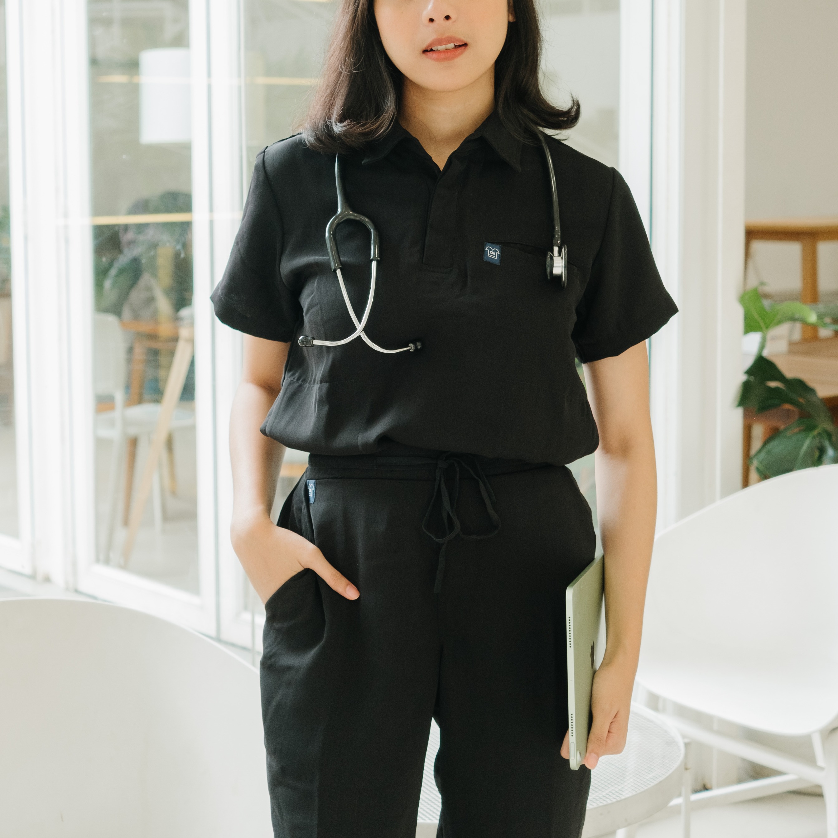 First Line - Polo Short Sleeve Set (Regular Pants) - Black