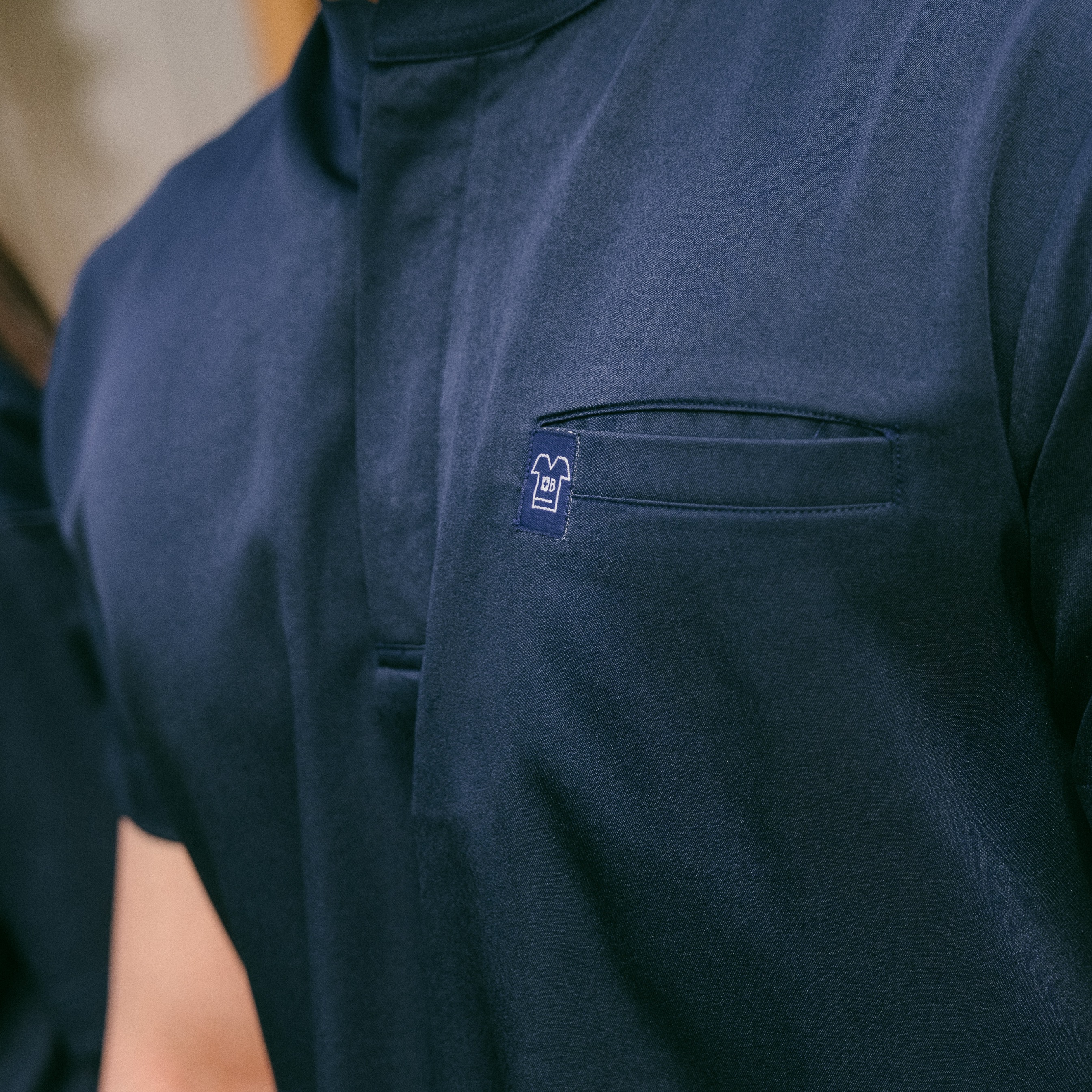 Cardinal - Mandarin Short Sleeve Set (Regular Pants) - Dark Blue