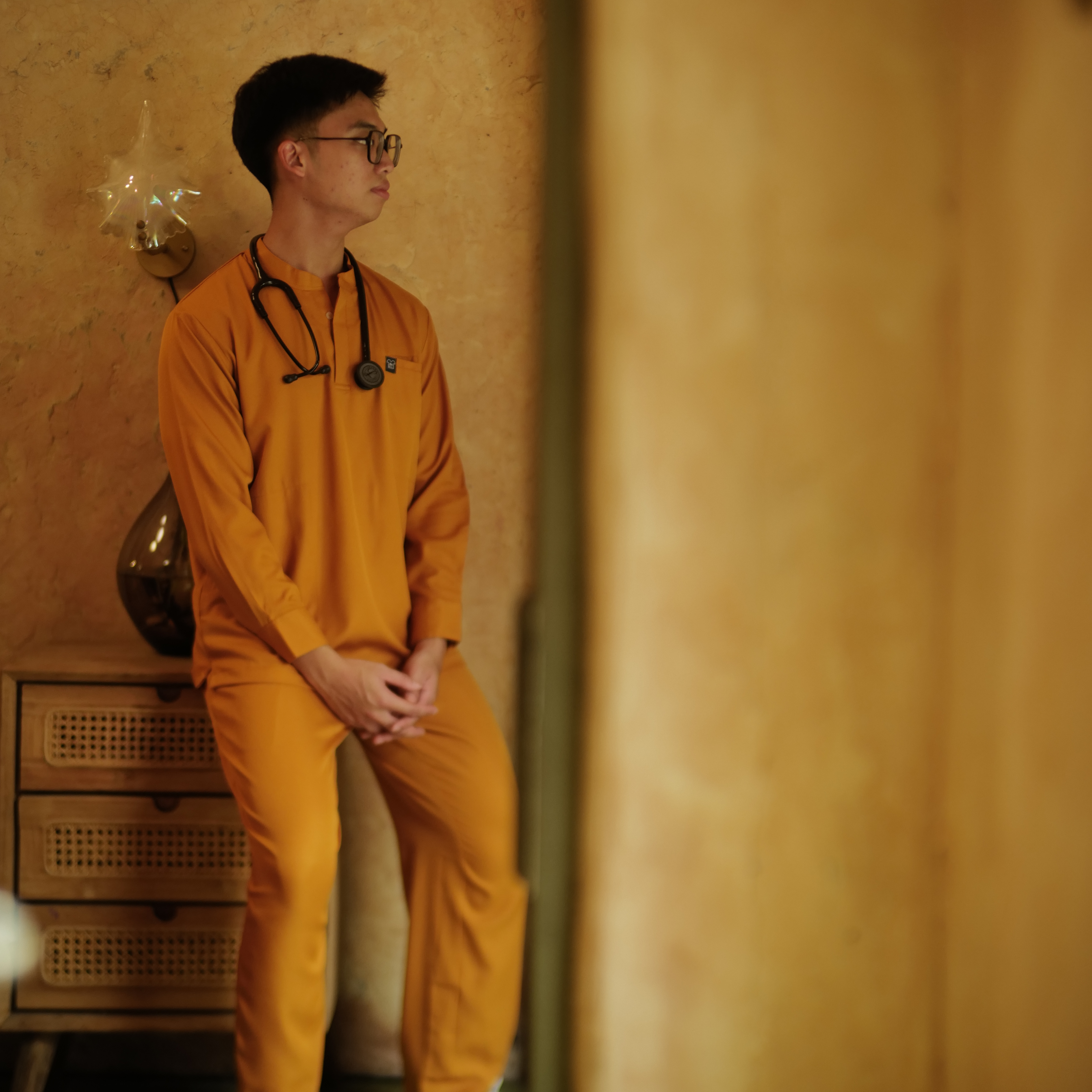 Empirical - Mandarin Long Sleeve Set (Regular Pants) - Pumpkin