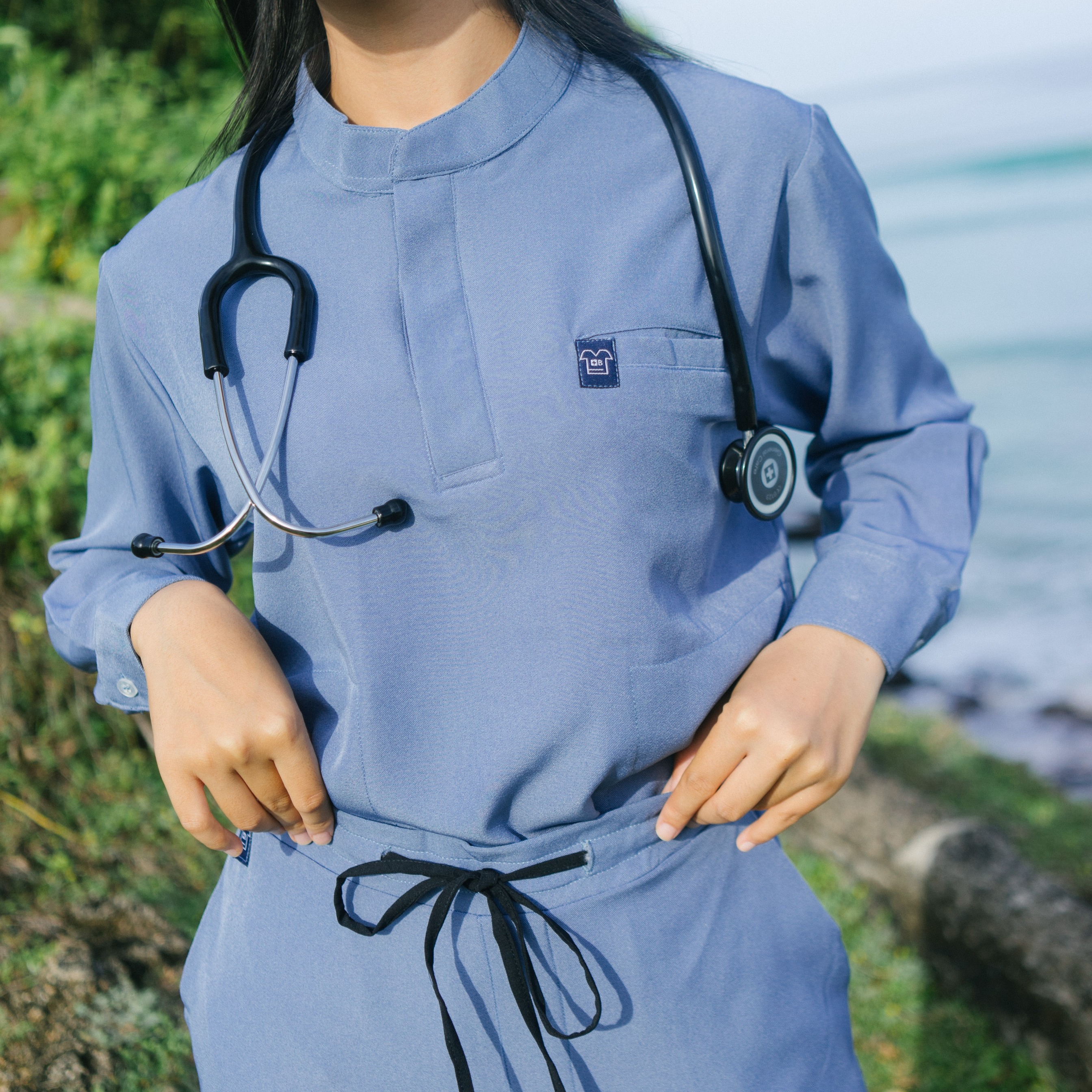 Empirical - Mandarin Long Sleeve Set (Regular Pants) - Airy Blue