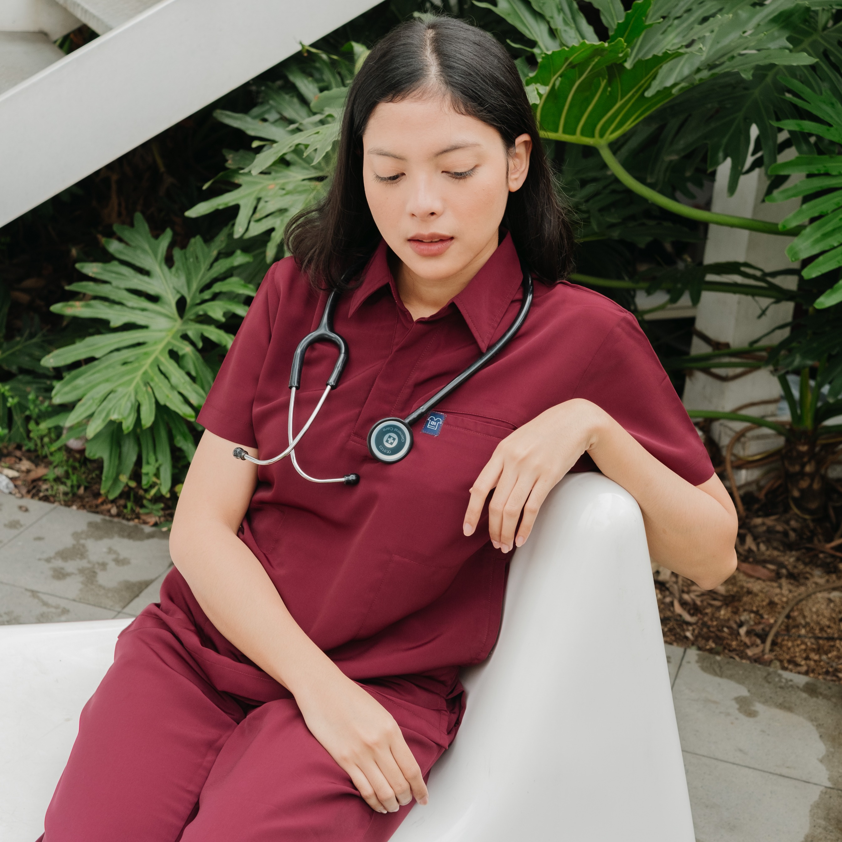 First Line - Polo Short Sleeve Set (Regular Pants) - Maroon