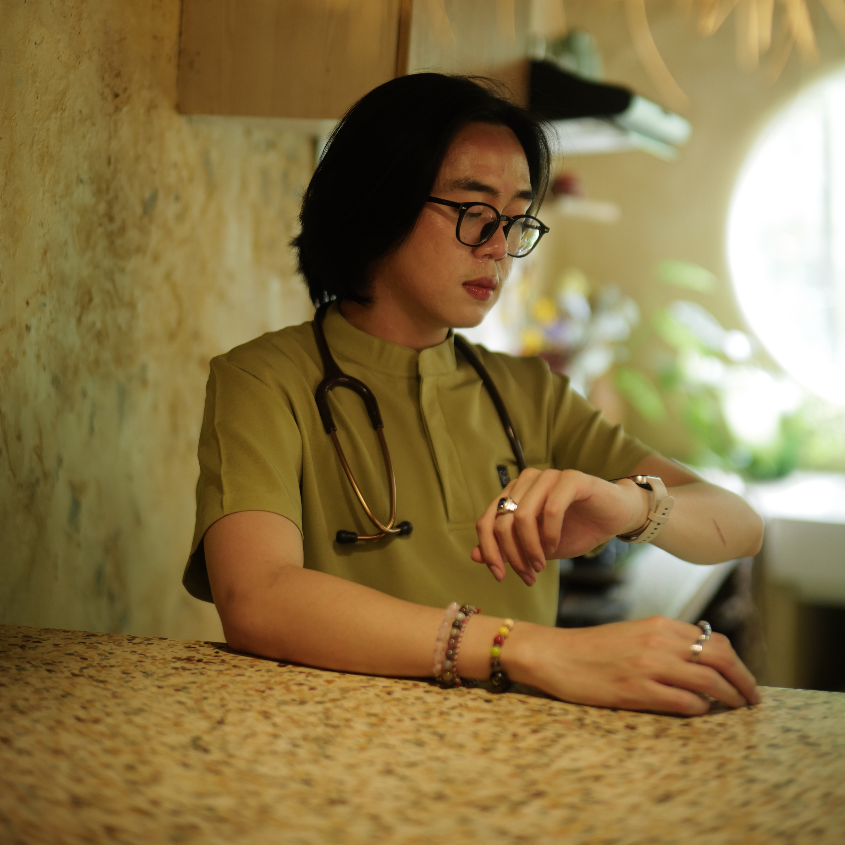 Empirical - Mandarin Short Sleeve Set (Regular Pants) - Green Tea