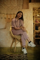 Empirical - Mandarin Short Sleeve Set (Regular Pants) - Lilac