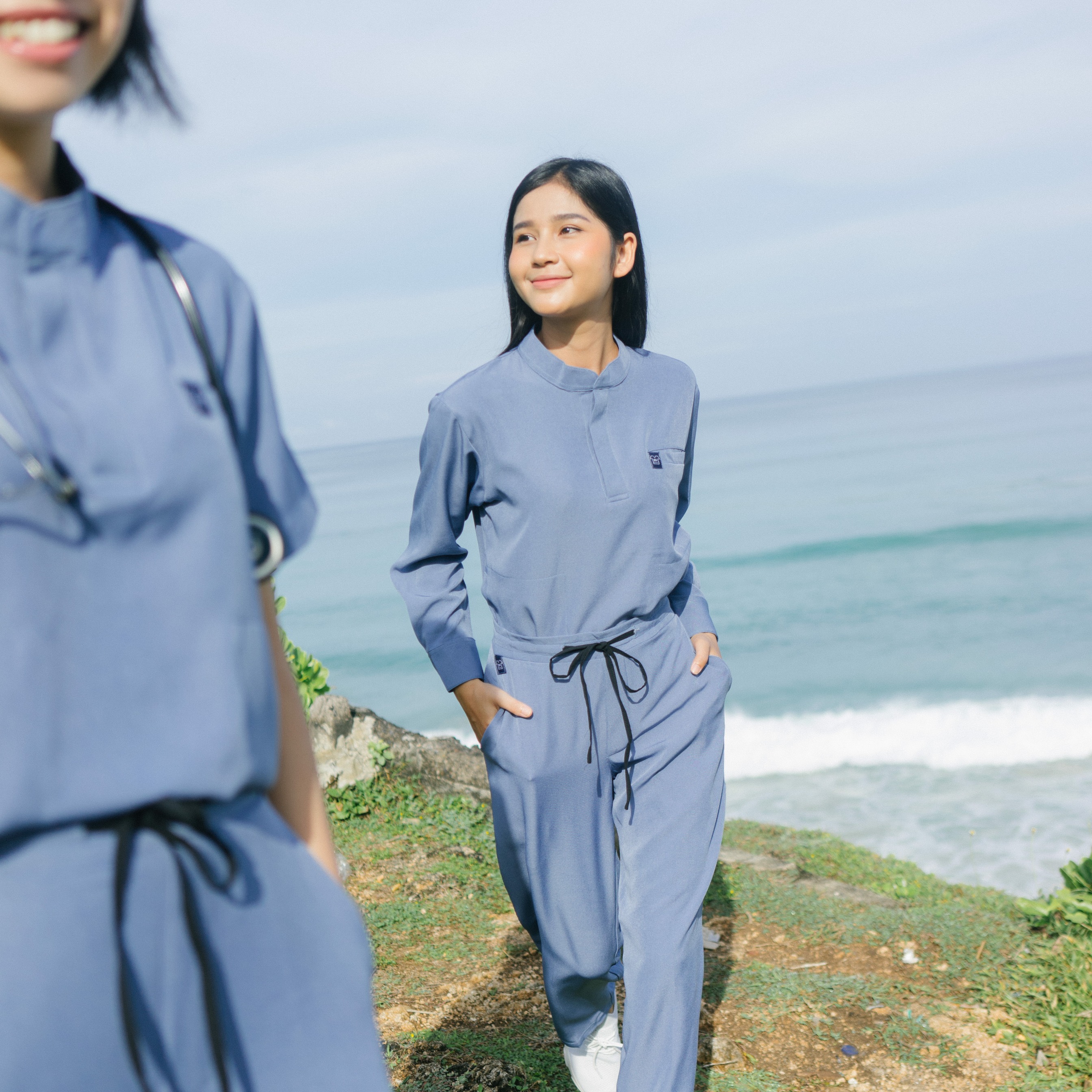 Empirical - Mandarin Long Sleeve Set (Regular Pants) - Airy Blue