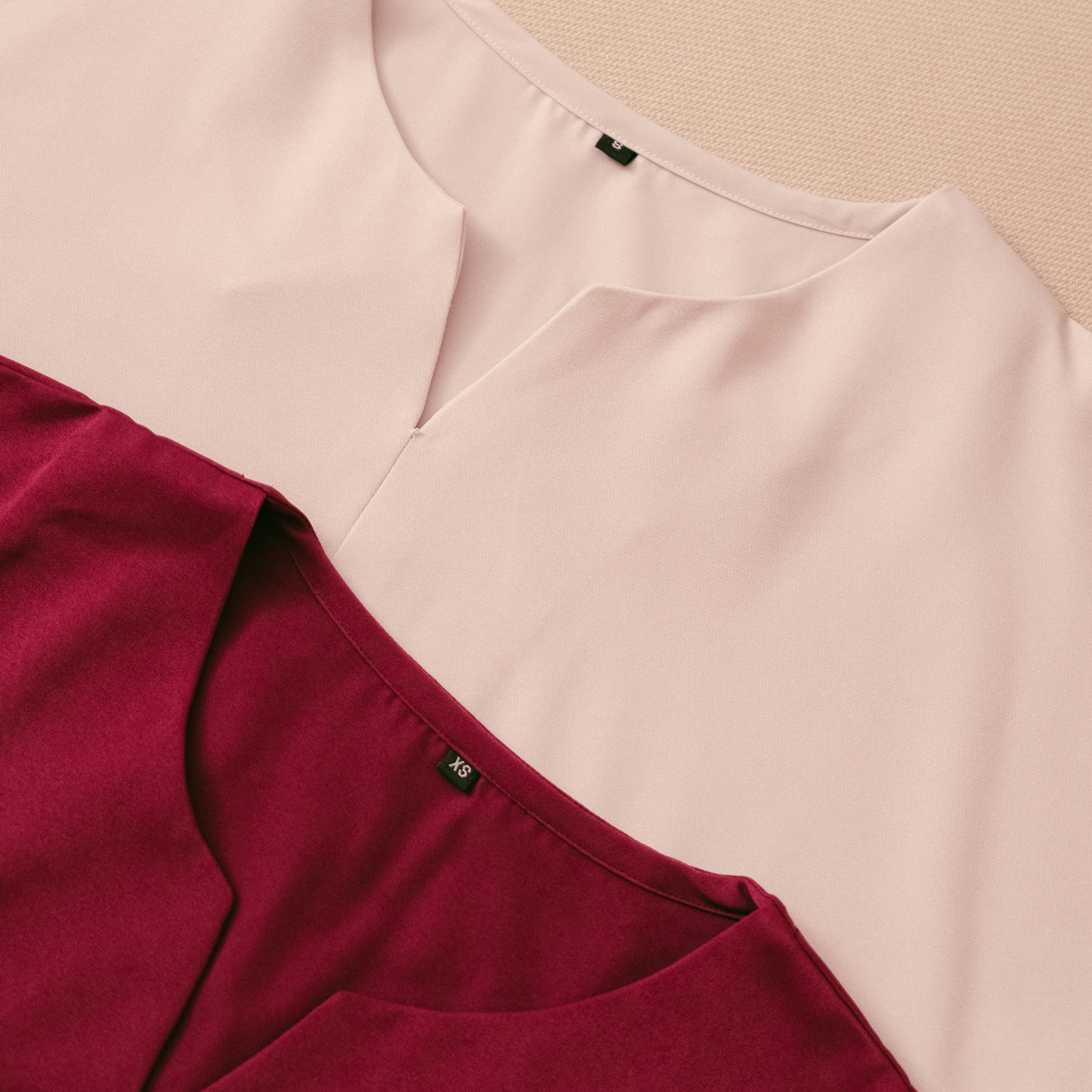 Cardinal - Slit Short Sleeve Set (Slim Fit Pants) - Wine
