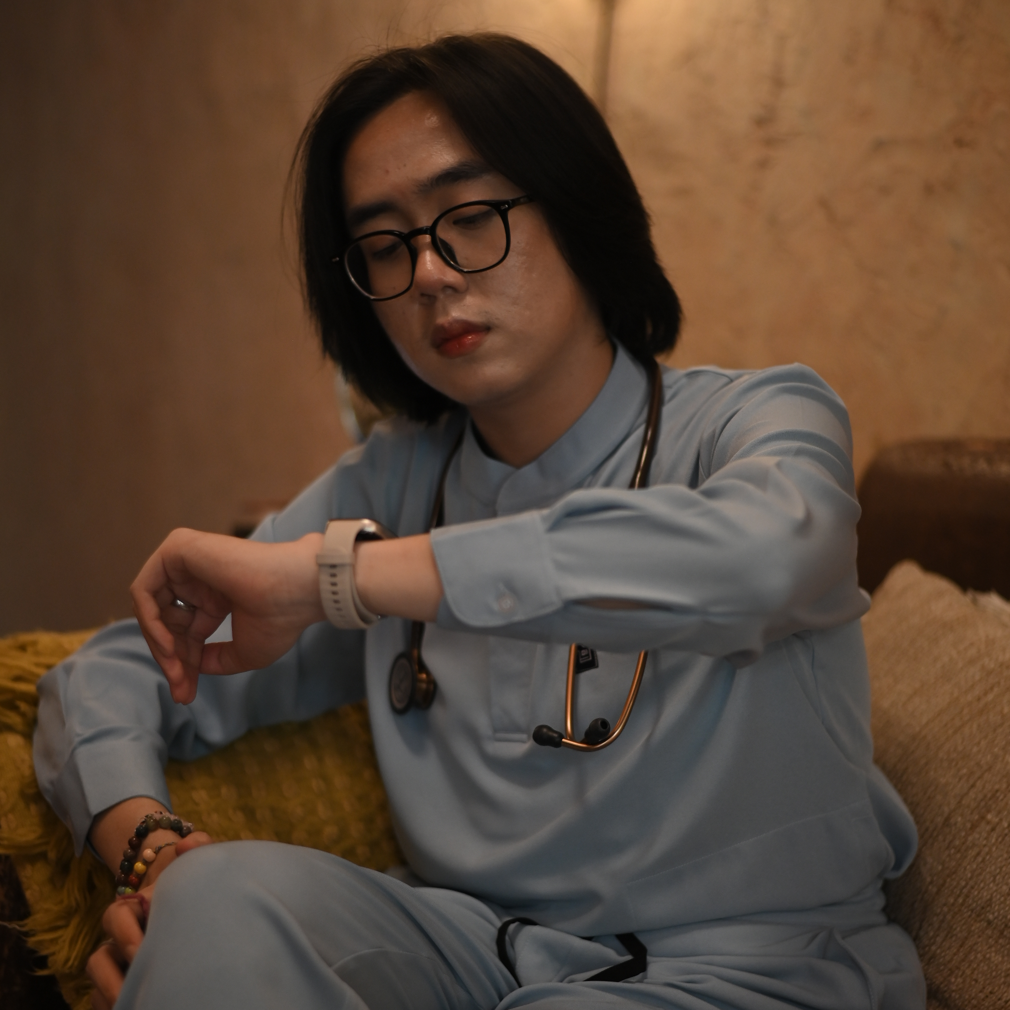 Empirical - Mandarin Long Sleeve Set (Regular Pants) - Light Blue