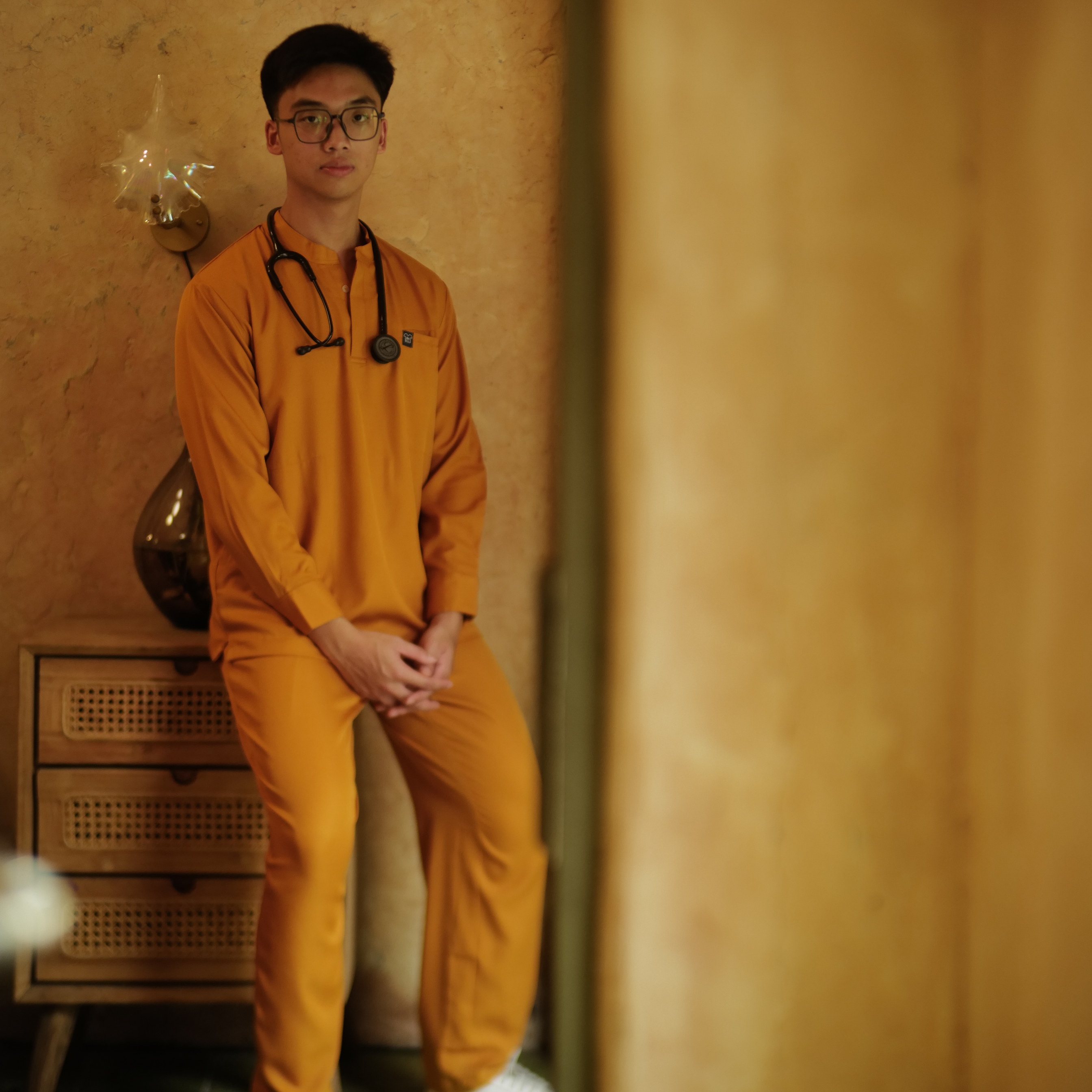 Empirical - Mandarin Long Sleeve Set (Regular Pants) - Pumpkin