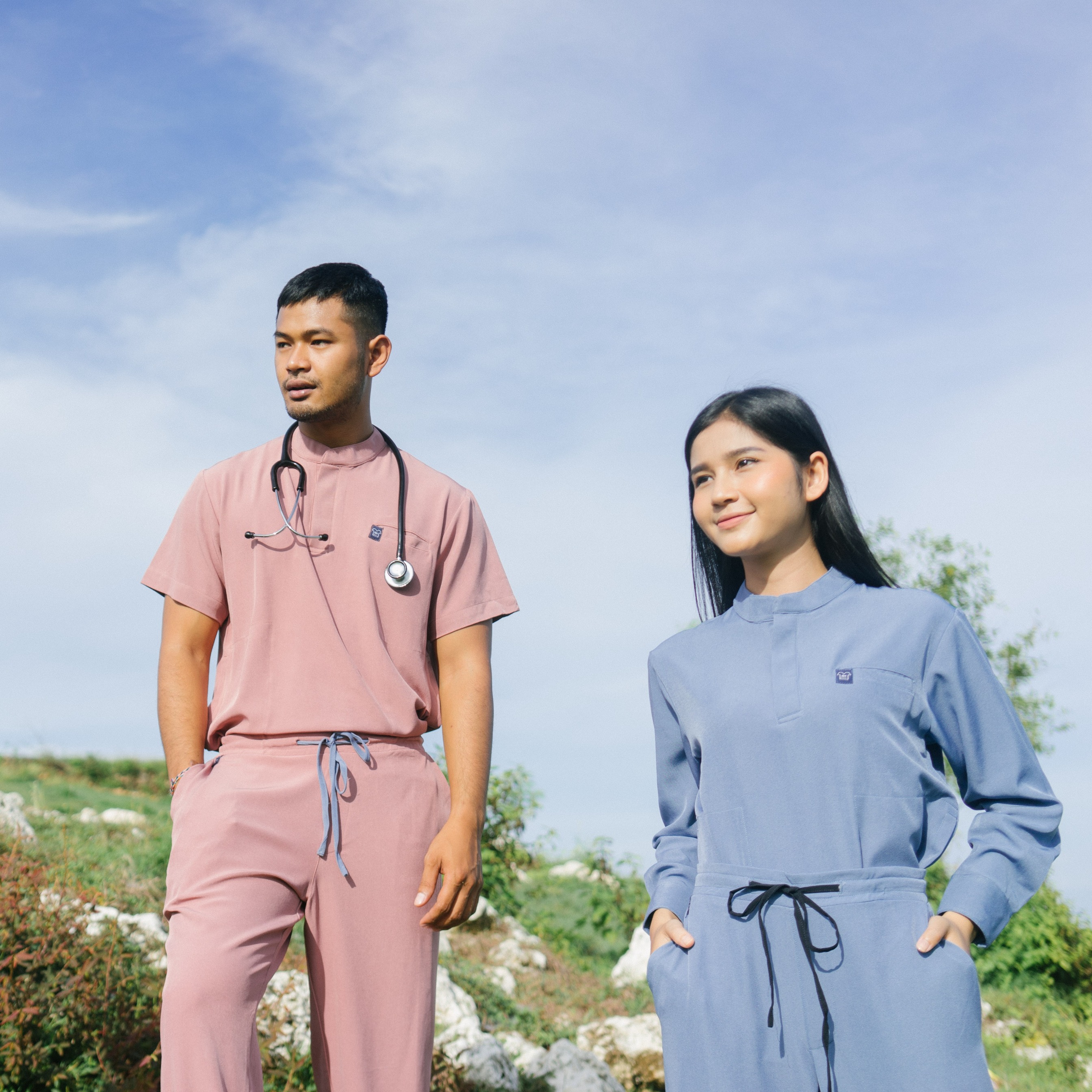 Empirical - Mandarin Long Sleeve Set (Regular Pants) - Airy Blue