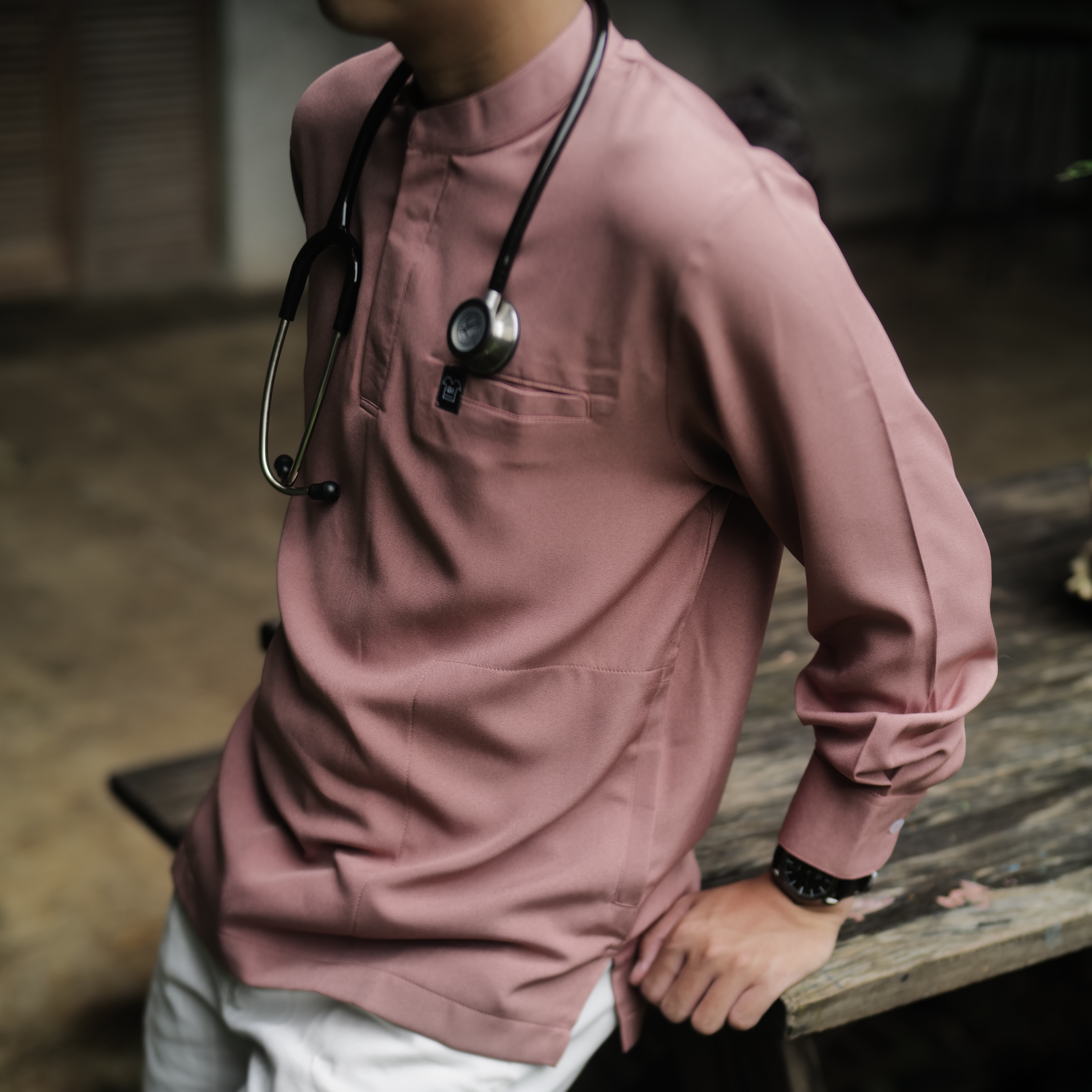Empirical - Mandarin Long Sleeve TOP - Ash Rose