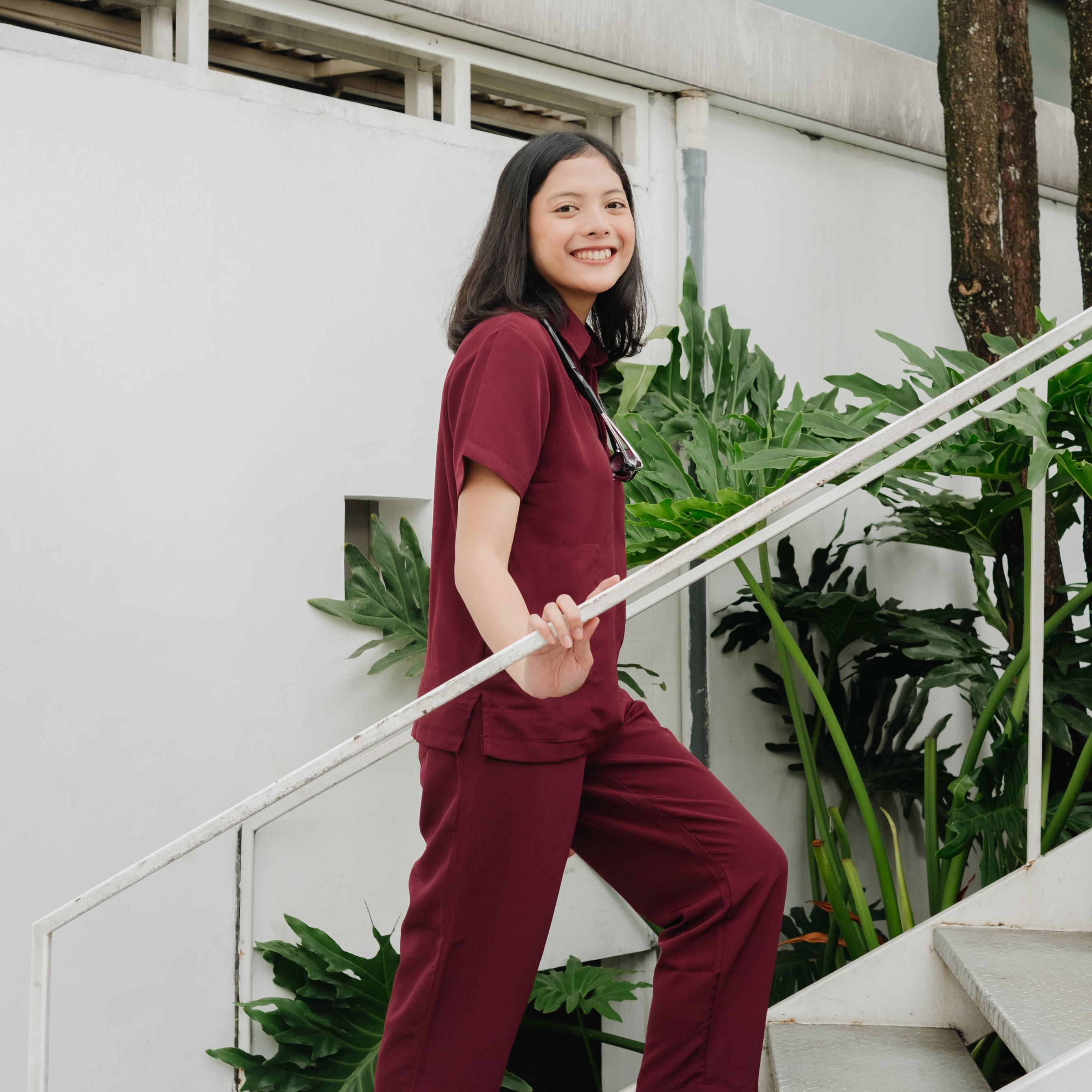 First Line - Polo Short Sleeve Set (Regular Pants) - Maroon