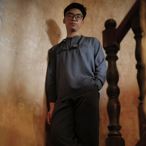 Empirical - Mandarin Long Sleeve Set (Regular Pants) - Dark Grey
