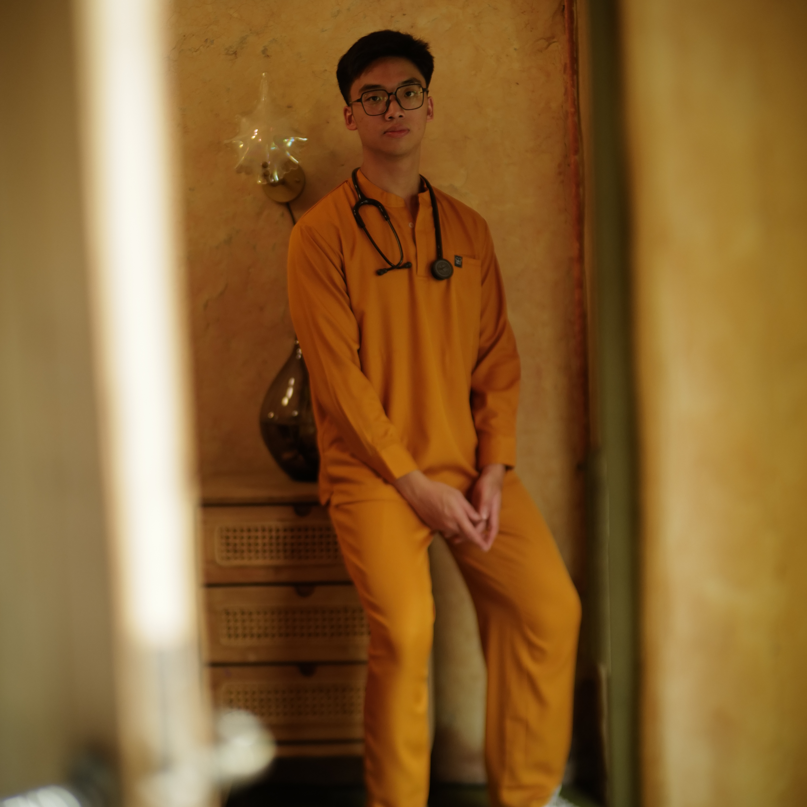 Empirical - Mandarin Long Sleeve Set (Regular Pants) - Pumpkin