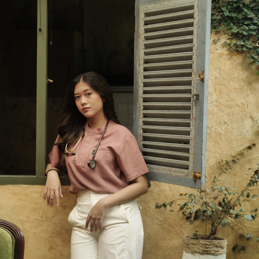 Image of Empirical - Mandarin Short Sleeve Top - Ash Rose