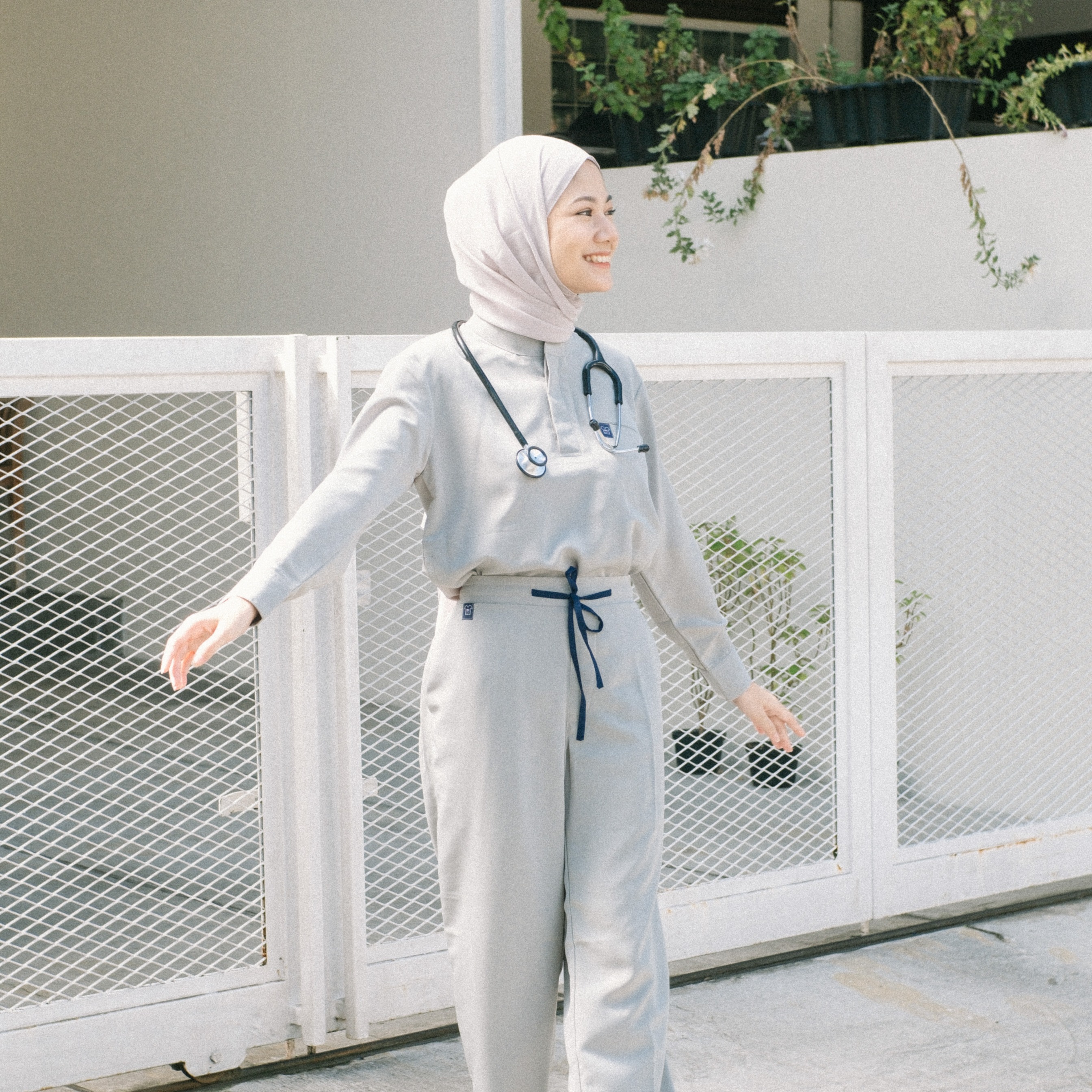 First Line - Mandarin Long Sleeve Set (Regular Pants) - Dusty Mint