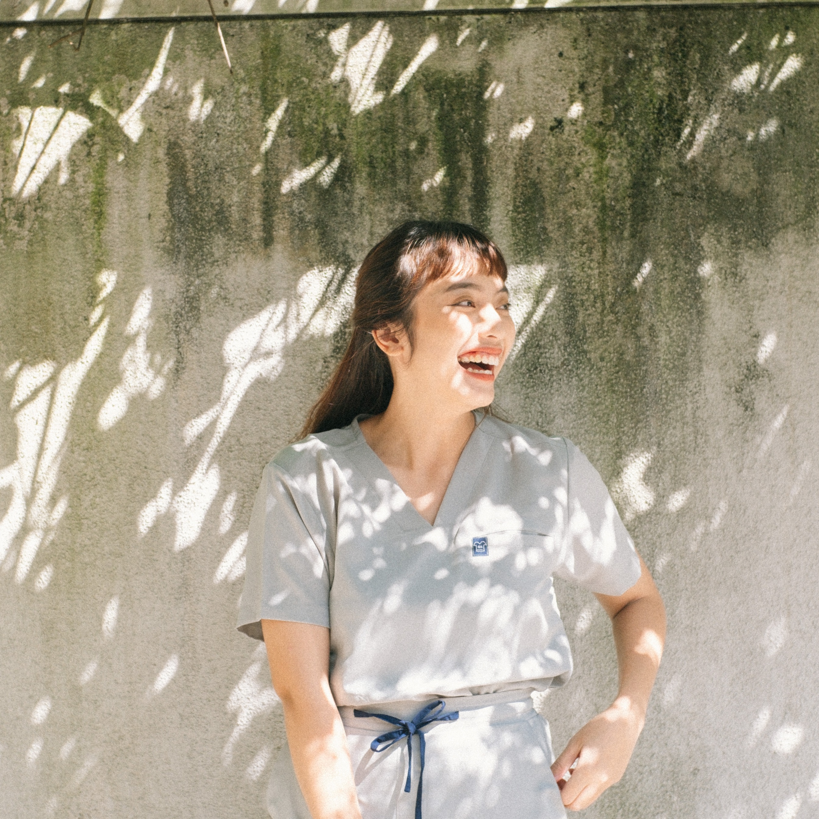 First Line - V neck Short Sleeve Set (Regular Pants) - Dusty Mint
