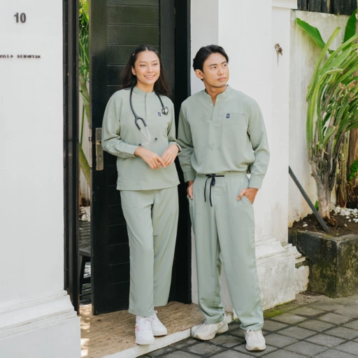 Image of First Line - Mandarin Long Sleeve Set (Reguler Pants) - Ash Green