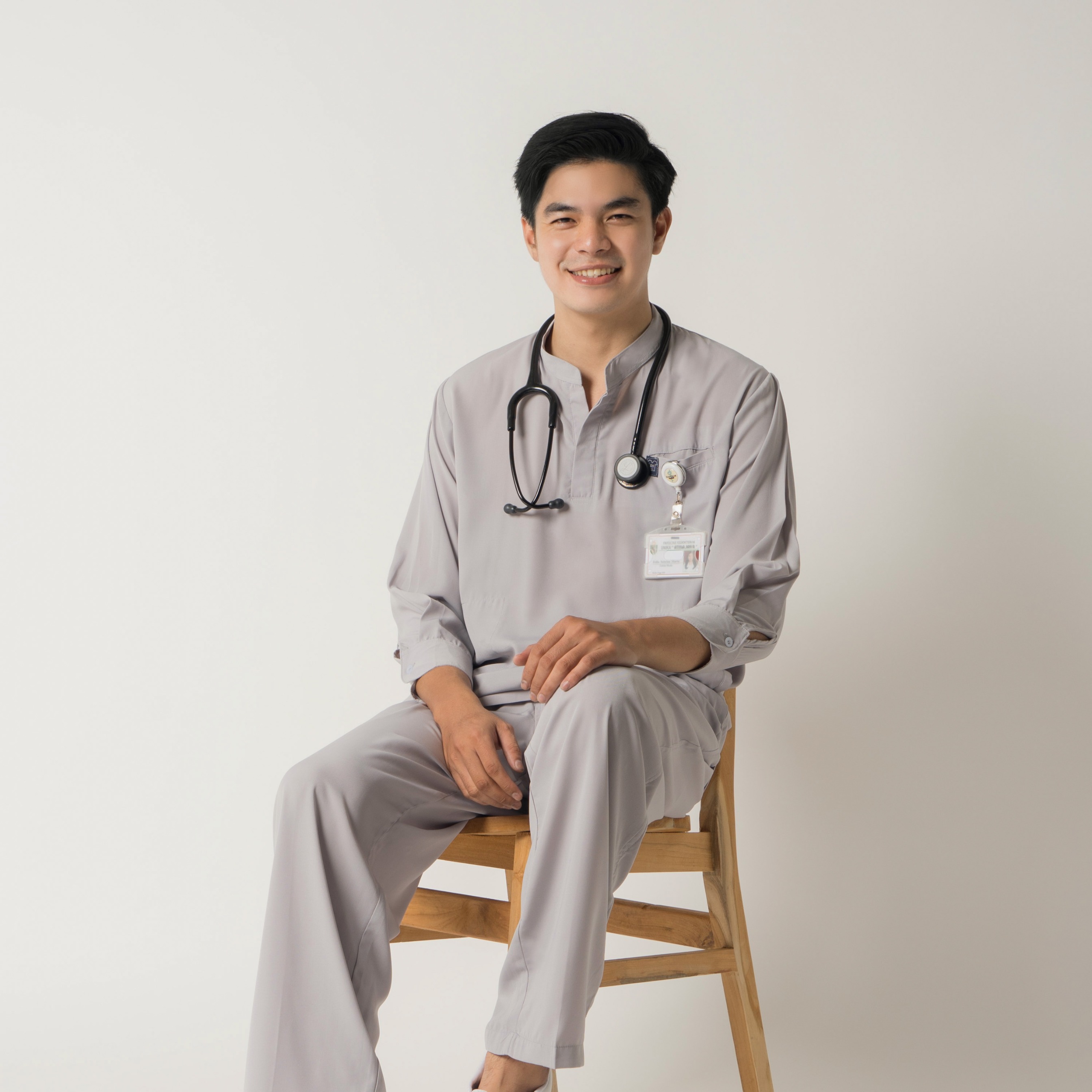 First Line - Mandarin Long Sleeve Set (Regular Pants) - Grey
