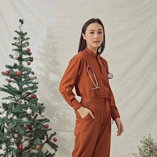 Image of Empirical - Mandarin Long Sleeve Set (Regular Pants) - Caramel