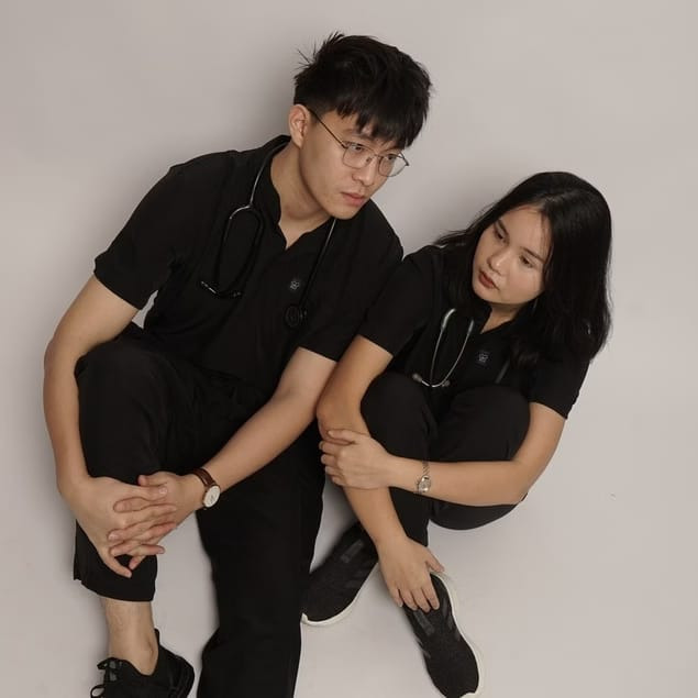 First Line - Mandarin Short Sleeve Set (Regular Pants) - Black