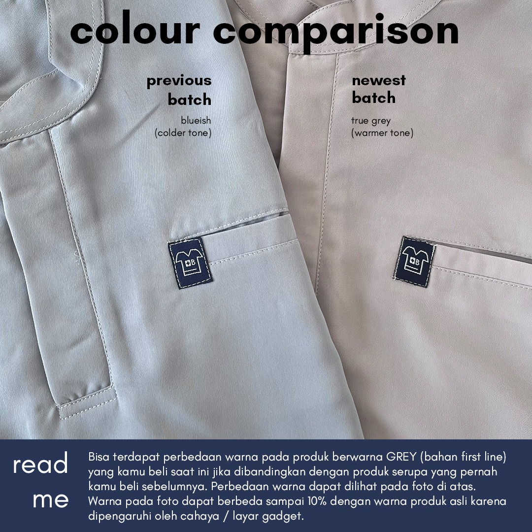 First Line - V neck Short Sleeve Set (Regular Pants) - Grey