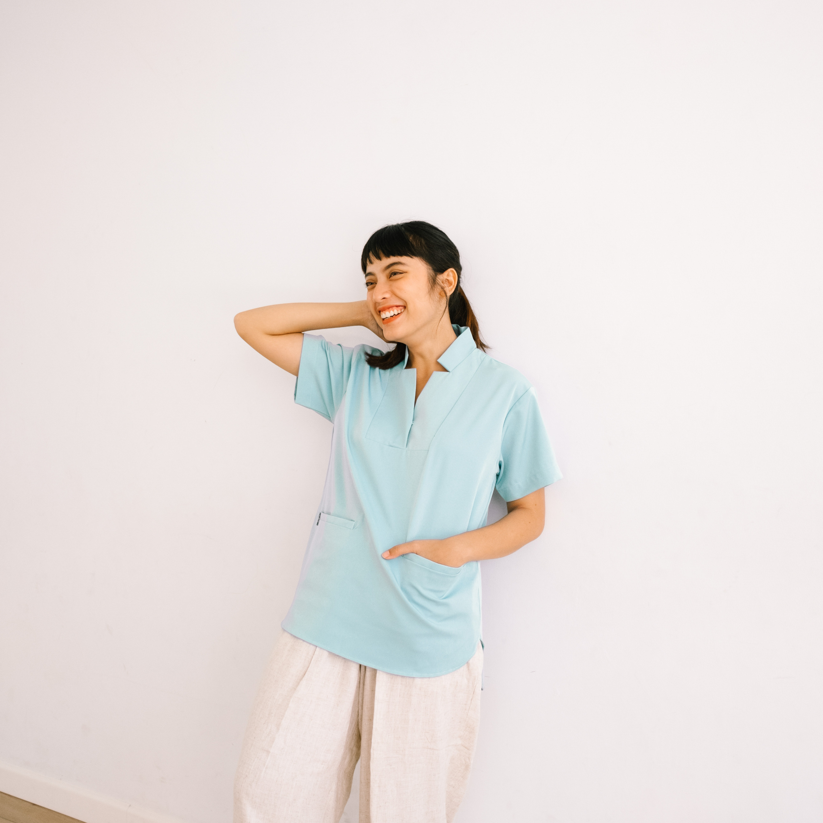 Cardinal - Buttoned 02 Short Sleeve Top - Turquoise