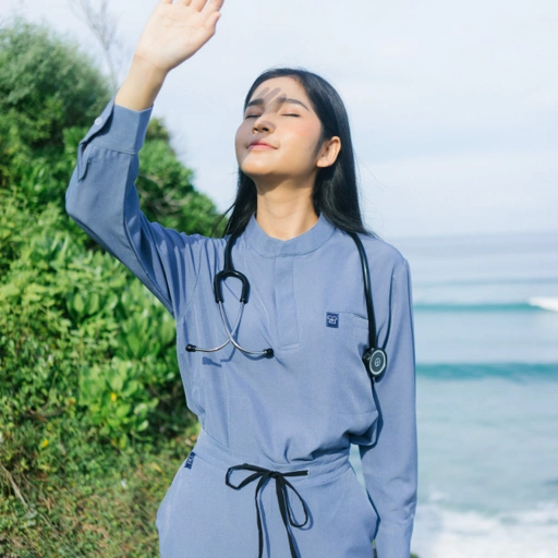 Image of Empirical - Mandarin Long Sleeve Set (Regular Pants) - Airy Blue