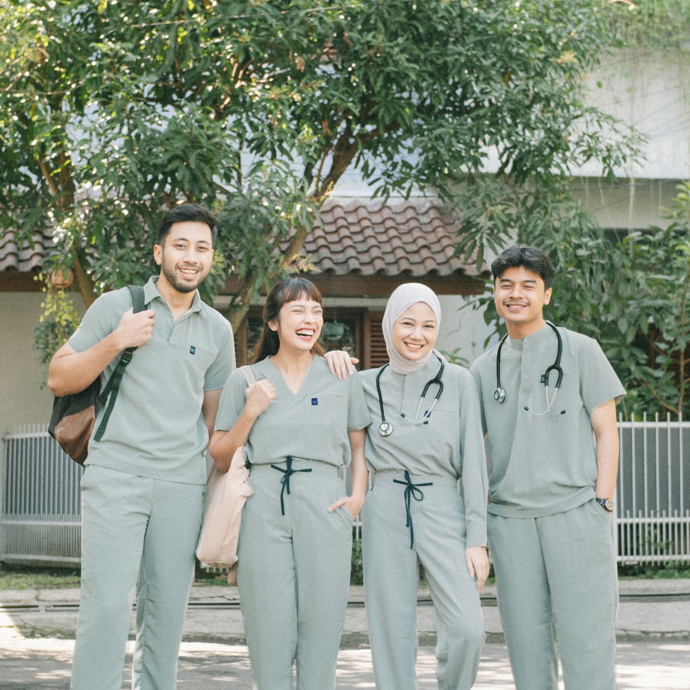 First Line - Mandarin Short Sleeve Set (Regular Pants) - Dusty Mint