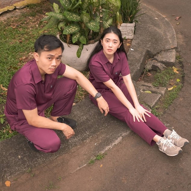Cardinal - Polo Short Sleeve Set (Regular Pants) - Wine