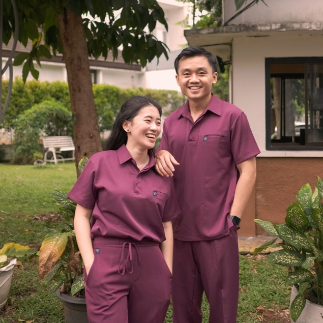 Cardinal - Polo Short Sleeve Set (Regular Pants) - Wine