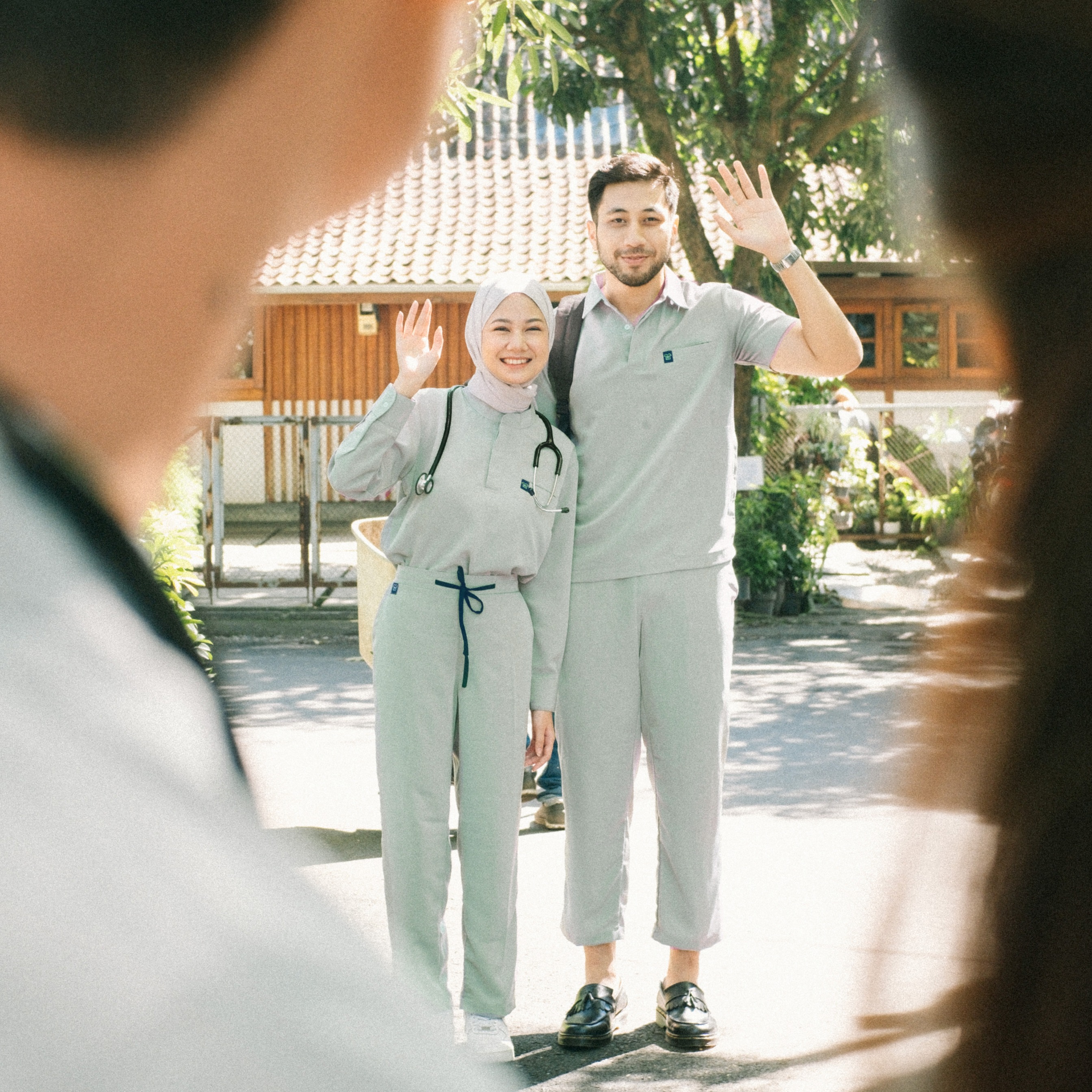 First Line - Mandarin Short Sleeve Set (Regular Pants) - Dusty Mint