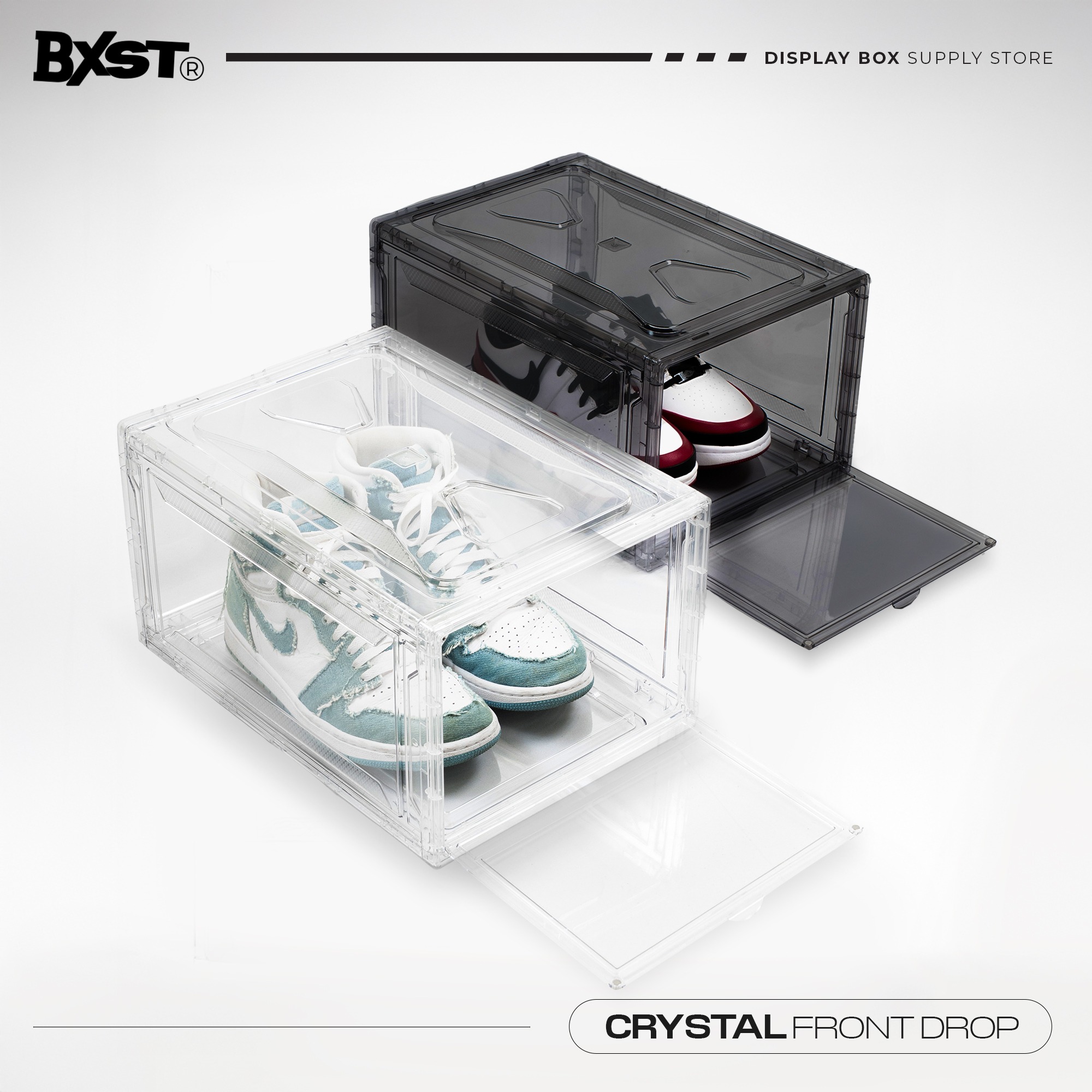 「CRYSTAL」SHOE BOX FRONT DROP - CLEAR