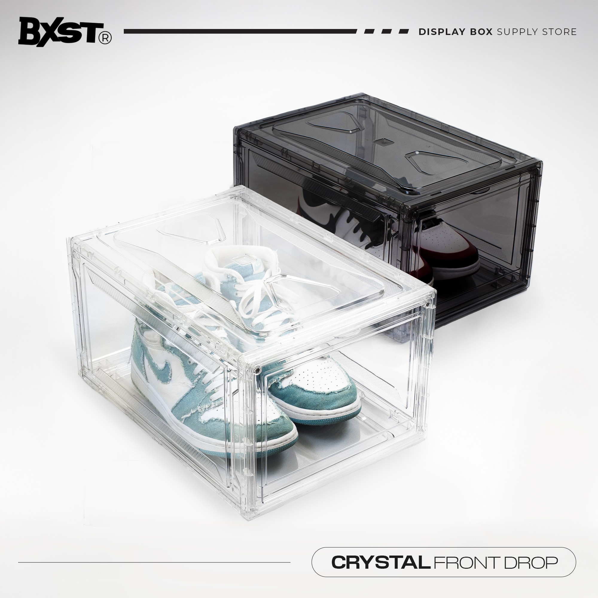 「CRYSTAL」SHOE BOX FRONT DROP - CLEAR