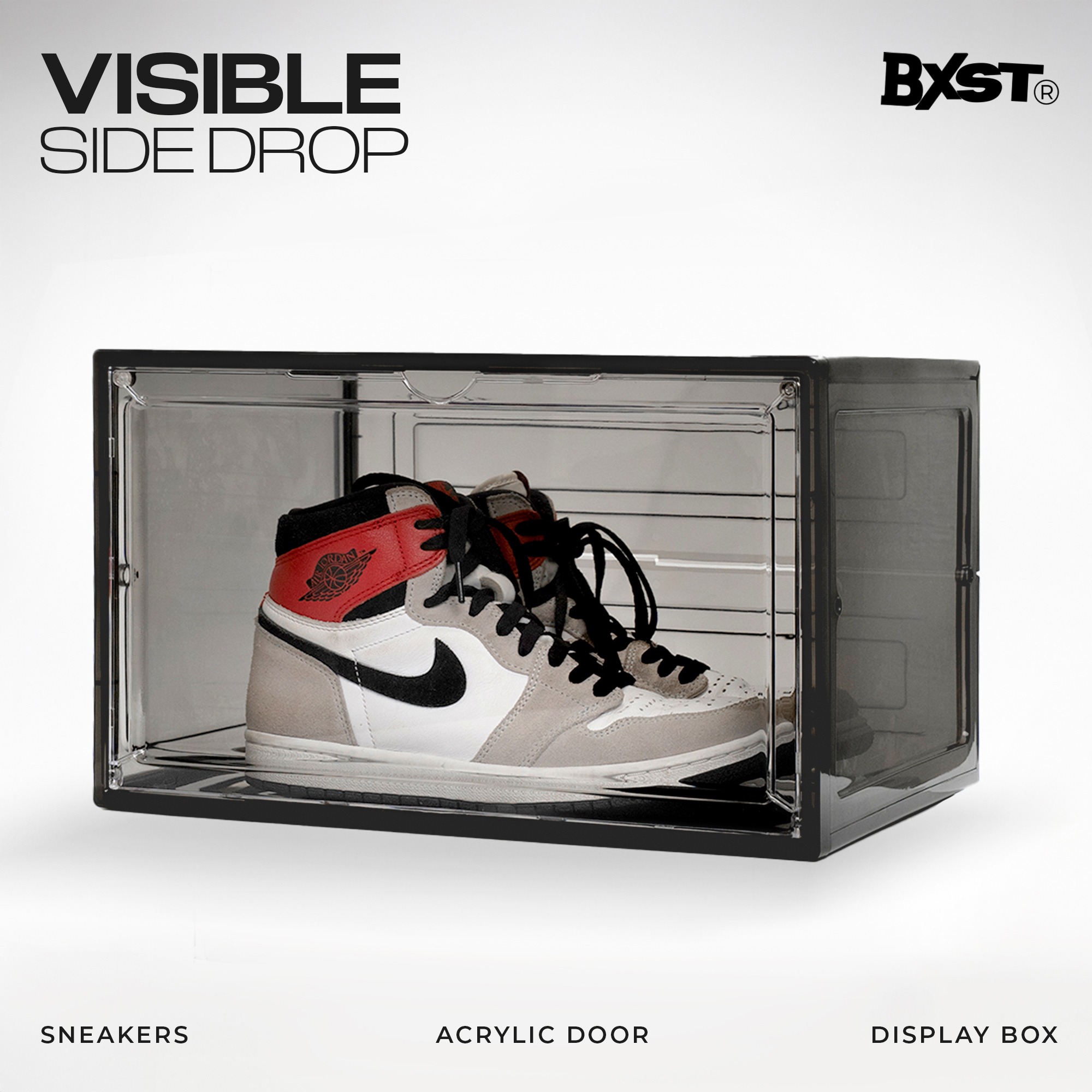 「VISIBLE」SHOE BOX SIDE DROP - SMOKE