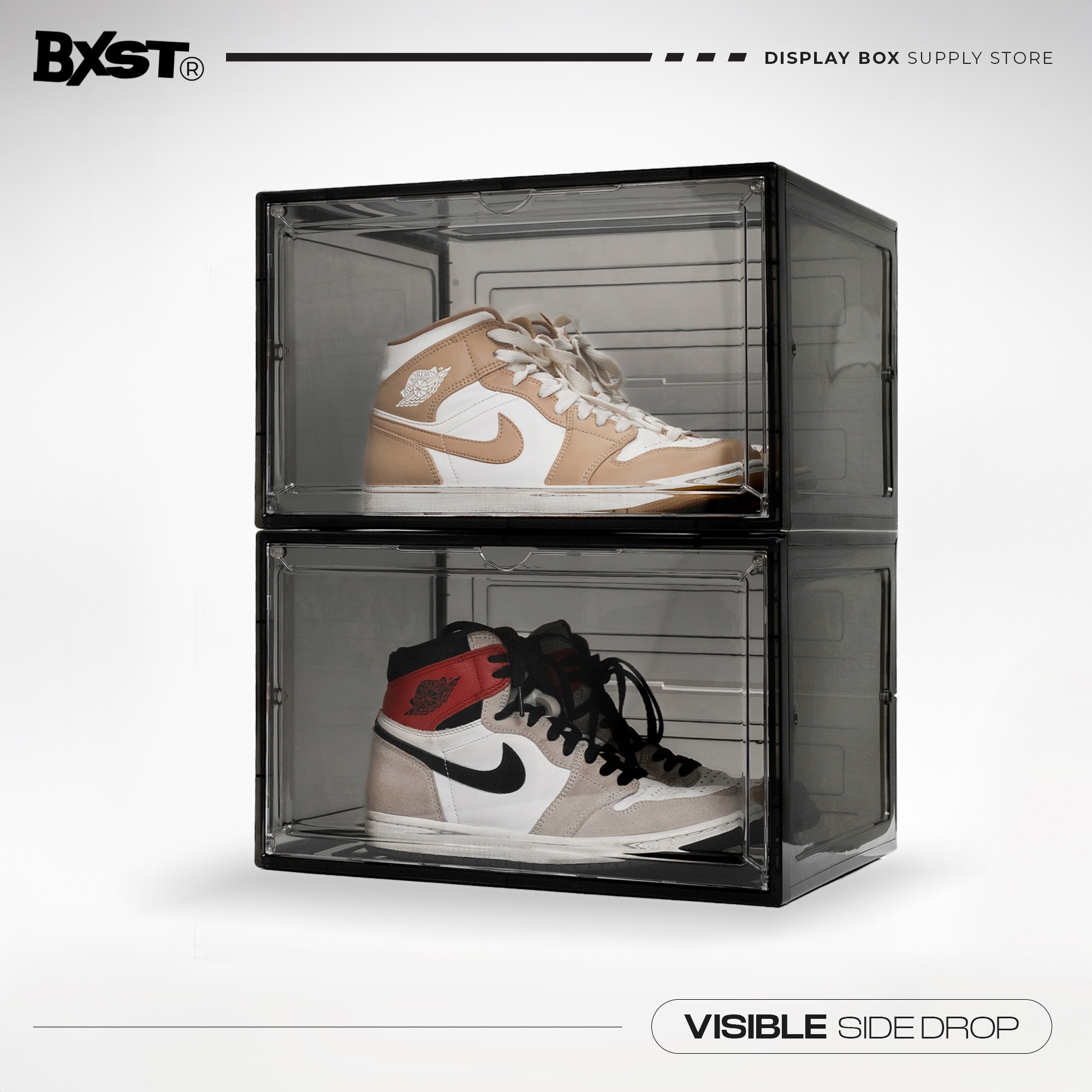 「VISIBLE」SHOE BOX SIDE DROP - SMOKE
