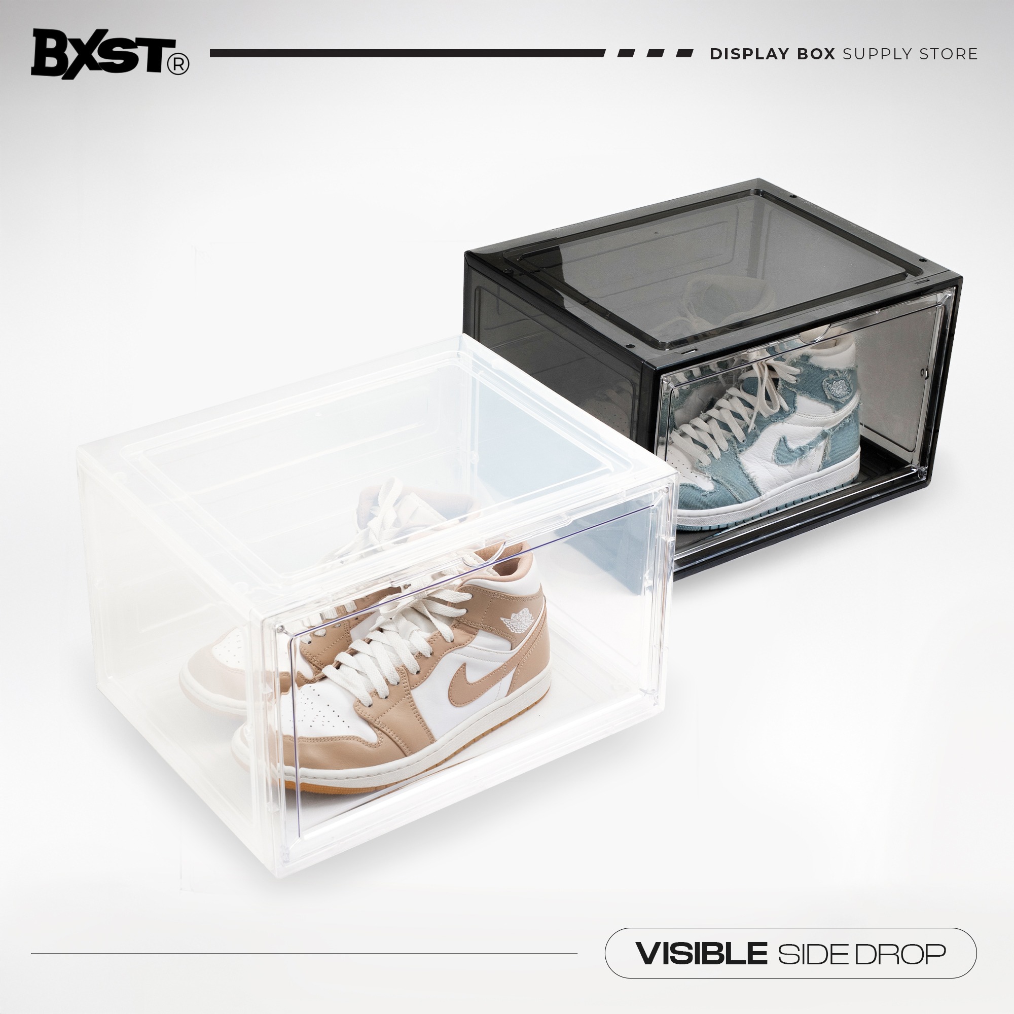 「VISIBLE」SHOE BOX SIDE DROP - SMOKE