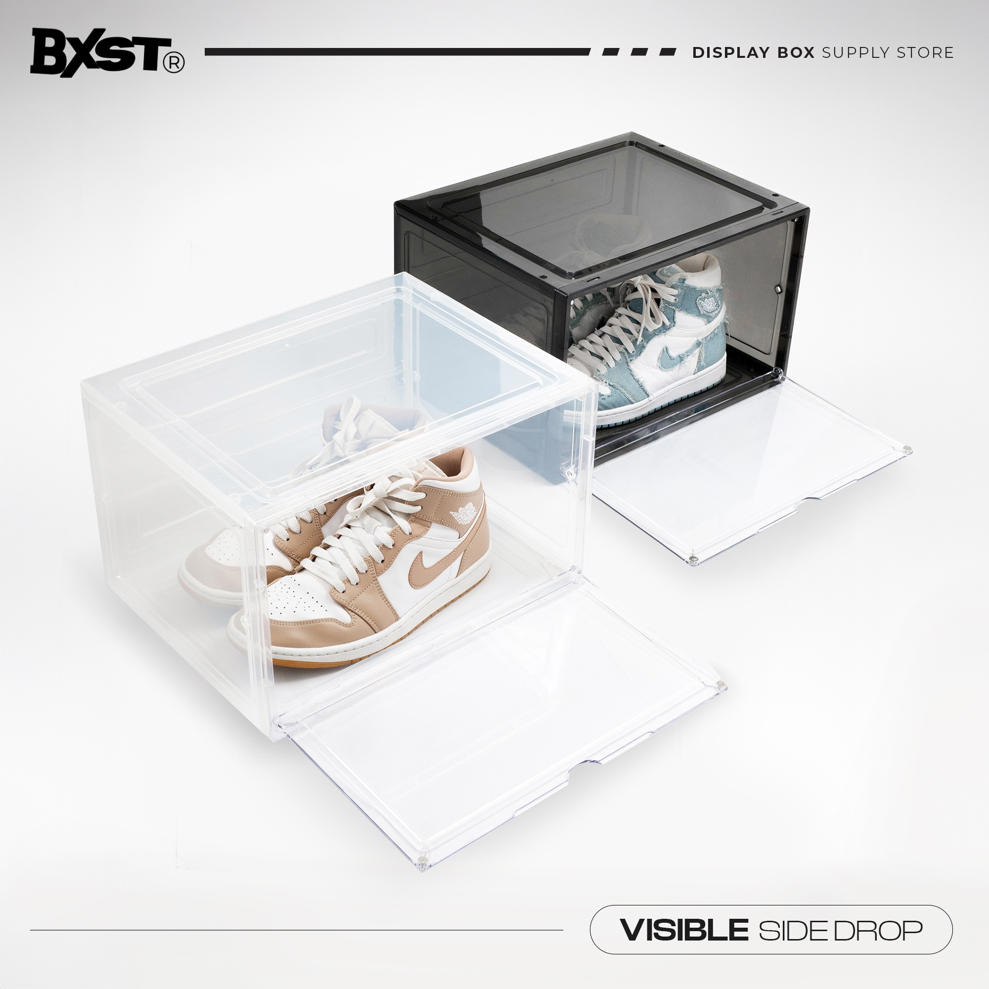 「VISIBLE」SHOE BOX SIDE DROP - CLEAR